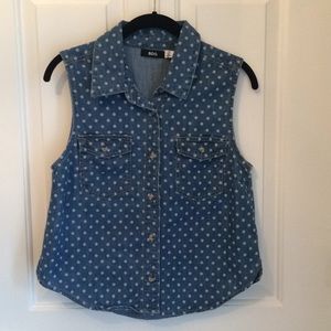 BDG l Urban Outfitters Chambray Sleeveless Dot Top